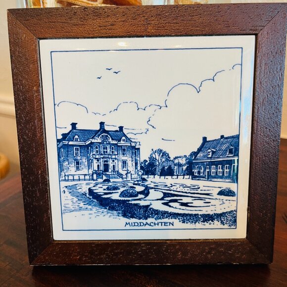 Vintage Blue & White Delft Tile Germany Wall Gallery Cottagecore 5.5" x 5.5"  Th - Picture 1 of 6